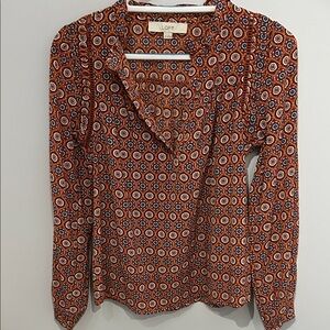 LOFT Women's Multicolor Geometric Blouse